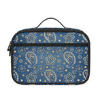 Blue Denim Western Paisley Print Portable Lunch Bag