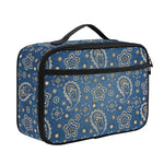 Blue Denim Western Paisley Print Portable Lunch Bag