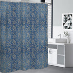 Blue Denim Western Paisley Print Premium Shower Curtain