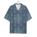 Blue Denim Western Paisley Print Rayon Hawaiian Shirt