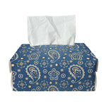 Blue Denim Western Paisley Print Rectangle Tissue Box Cover