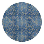 Blue Denim Western Paisley Print Round Blanket