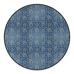 Blue Denim Western Paisley Print Round Floor Mat