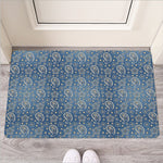 Blue Denim Western Paisley Print Rubber Doormat