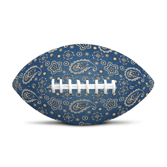 Blue Denim Western Paisley Print Rugby Ball
