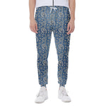 Blue Denim Western Paisley Print Scuba Joggers