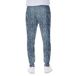 Blue Denim Western Paisley Print Scuba Joggers