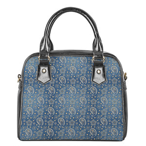 Blue Denim Western Paisley Print Shoulder Handbag