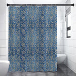 Blue Denim Western Paisley Print Shower Curtain