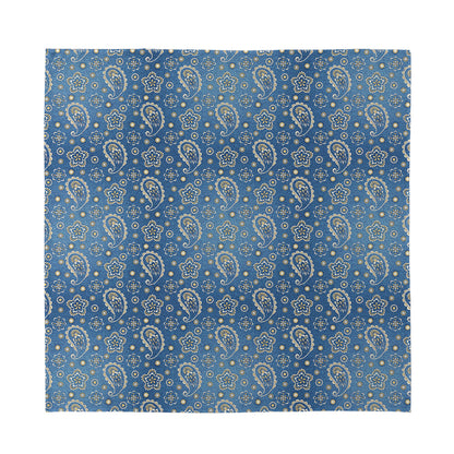 Blue Denim Western Paisley Print Silk Bandana