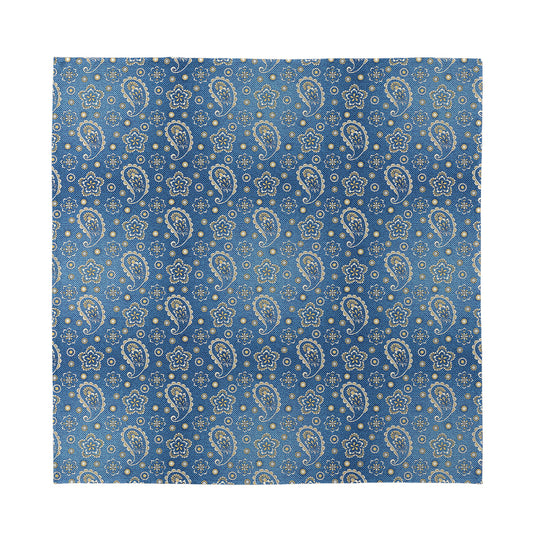 Blue Denim Western Paisley Print Silk Bandana
