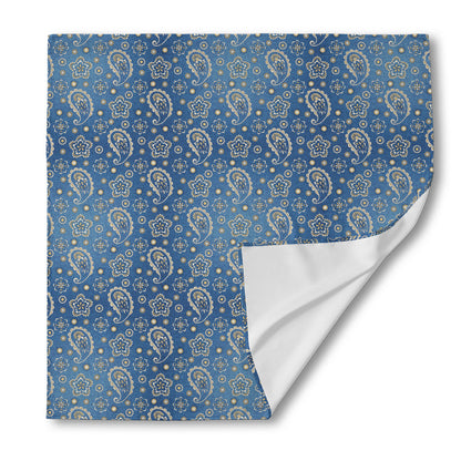 Blue Denim Western Paisley Print Silk Bandana