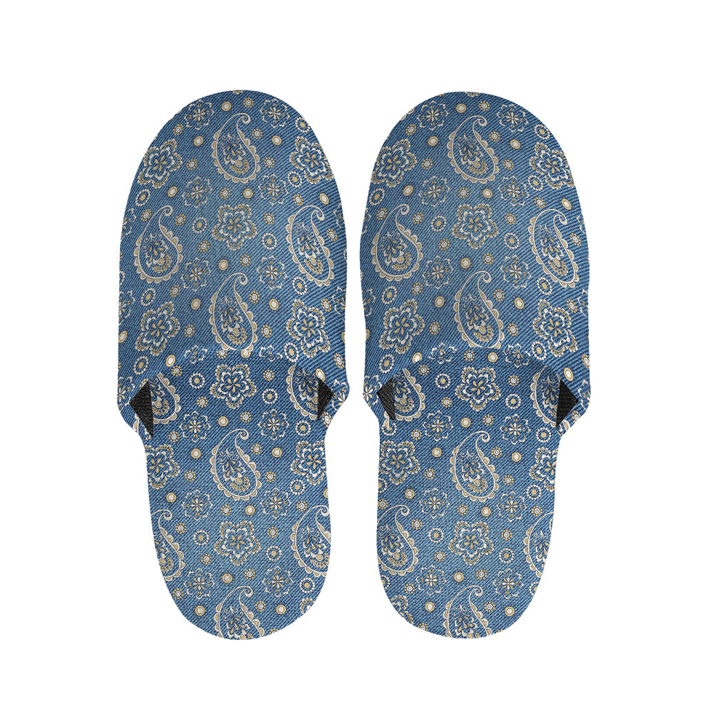 Blue Denim Western Paisley Print Slippers