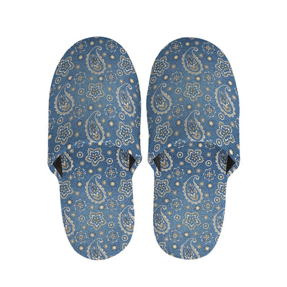 Blue Denim Western Paisley Print Slippers