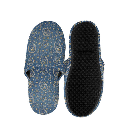 Blue Denim Western Paisley Print Slippers