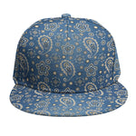 Blue Denim Western Paisley Print Snapback Cap