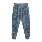 Blue Denim Western Paisley Print Sweatpants