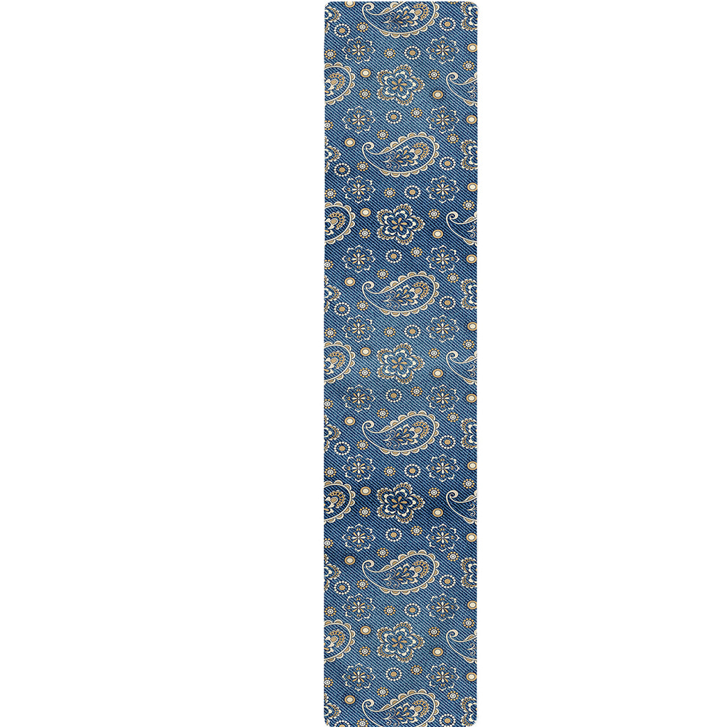 Blue Denim Western Paisley Print Table Runner