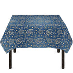 Blue Denim Western Paisley Print Tablecloth