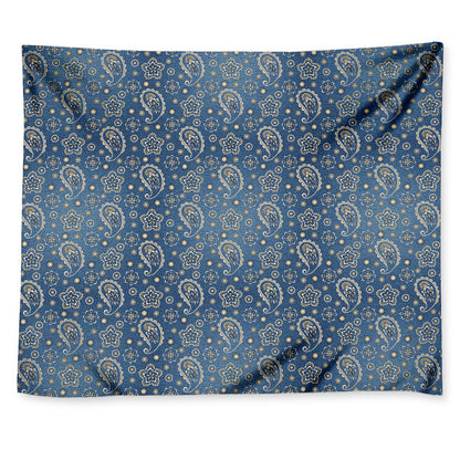 Blue Denim Western Paisley Print Tapestry