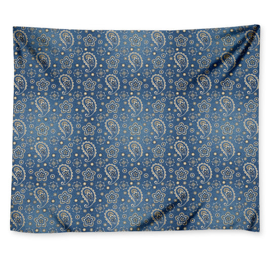 Blue Denim Western Paisley Print Tapestry