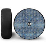 Blue Denim Western Paisley Print Tire Cover With Camera Hole