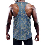 Blue Denim Western Paisley Print Training Tank Top
