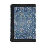 Blue Denim Western Paisley Print Trifold Wallet