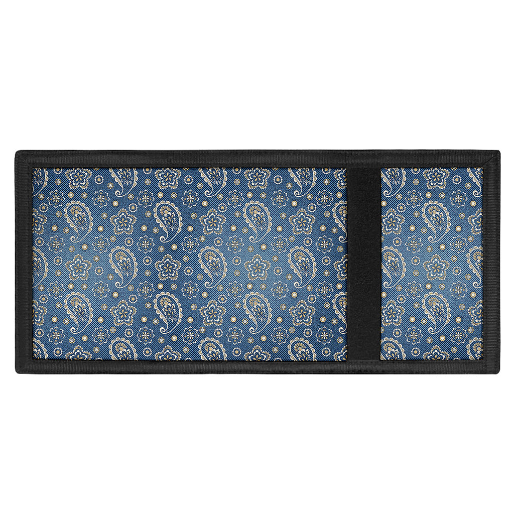 Blue Denim Western Paisley Print Trifold Wallet