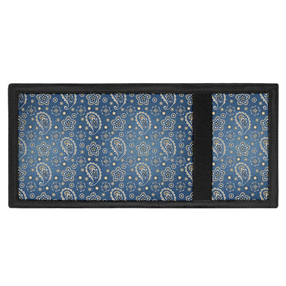 Blue Denim Western Paisley Print Trifold Wallet