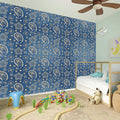 Blue Denim Western Paisley Print Wall Sticker