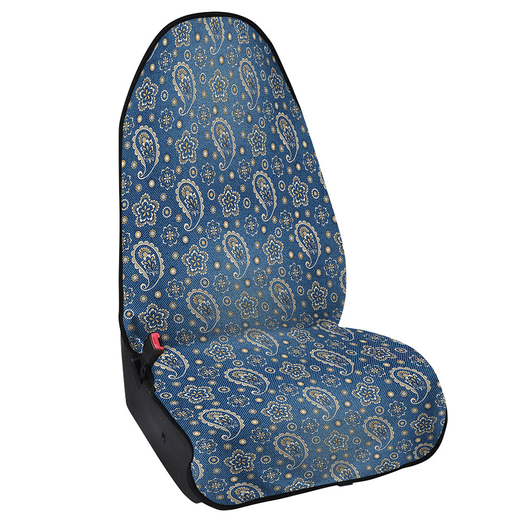 Blue Denim Western Paisley Print Waterproof Car Seat Cover