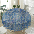 Blue Denim Western Paisley Print Waterproof Round Tablecloth
