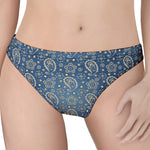 Blue Denim Western Paisley Print Women's Thong