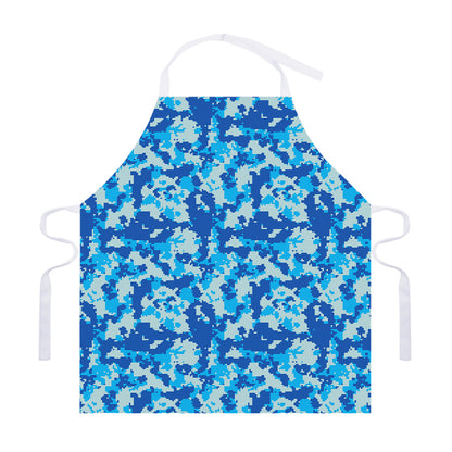 Blue Digital Camo Pattern Print Adjustable Apron
