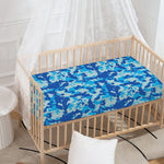 Blue Digital Camo Pattern Print Baby Crib Sheet