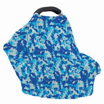 Blue Digital Camo Pattern Print Baby Seat Cover
