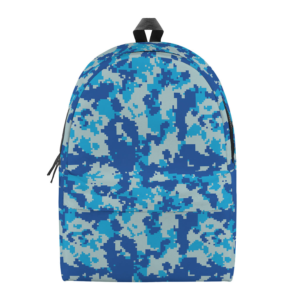 Blue Digital Camo Pattern Print Backpack