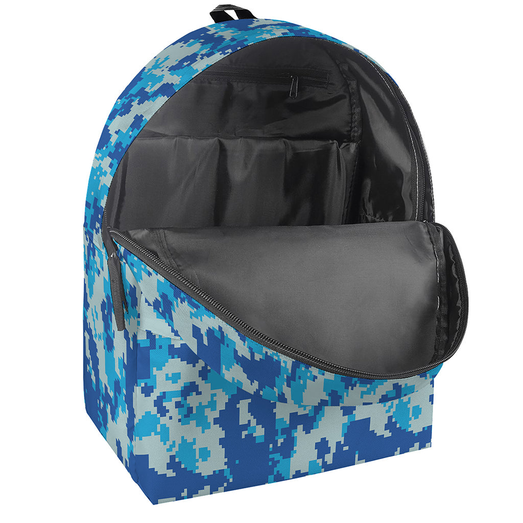 Blue Digital Camo Pattern Print Backpack
