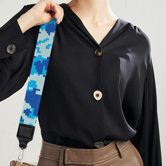 Blue Digital Camo Pattern Print Bag Strap