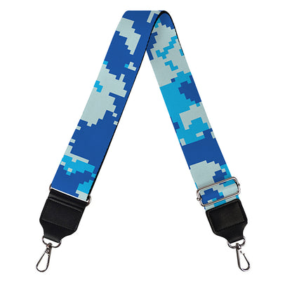 Blue Digital Camo Pattern Print Bag Strap