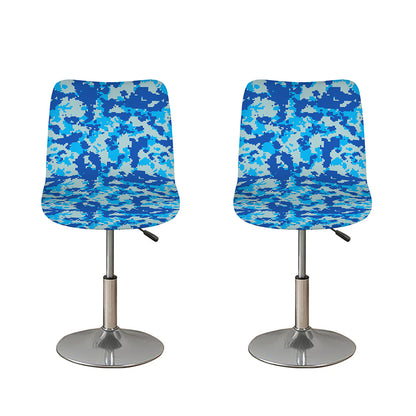 Blue Digital Camo Pattern Print Bar Stool Covers