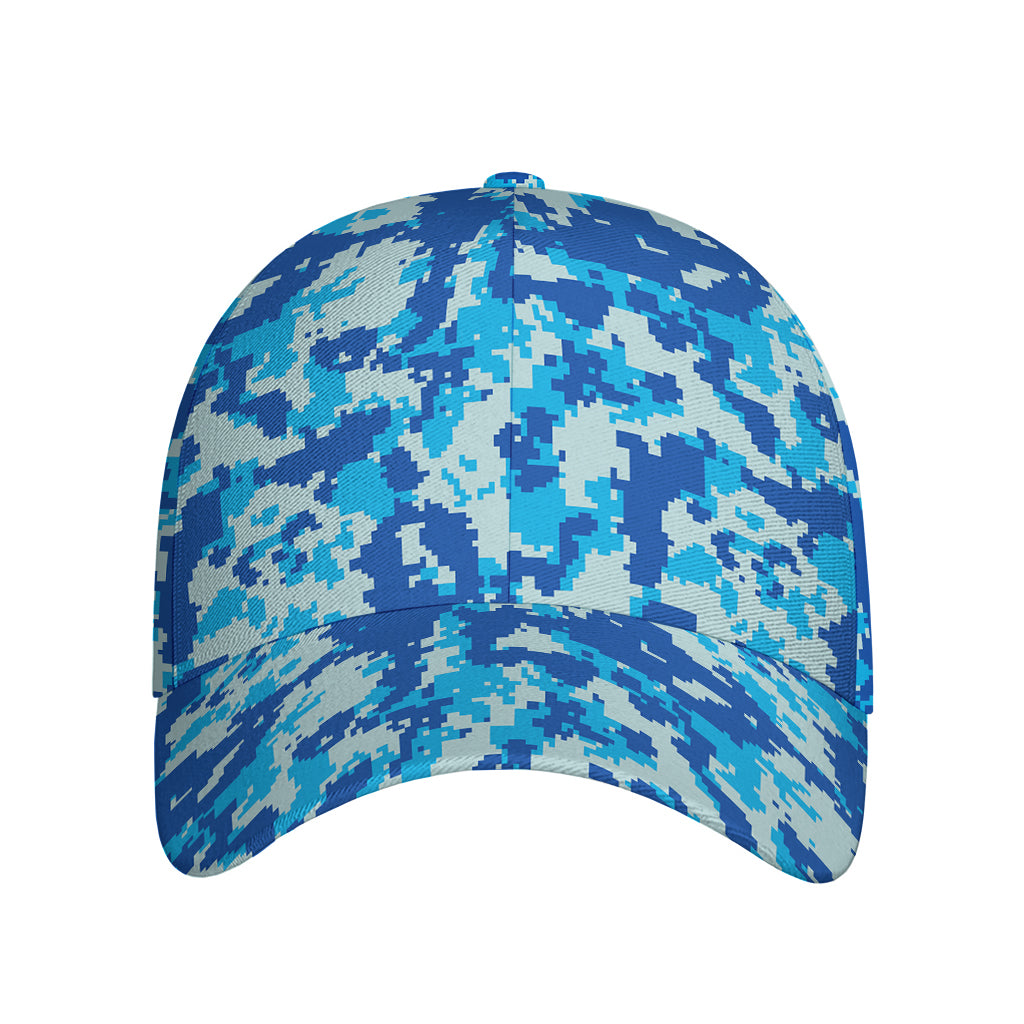 Blue Digital Camo Pattern Print Baseball Cap