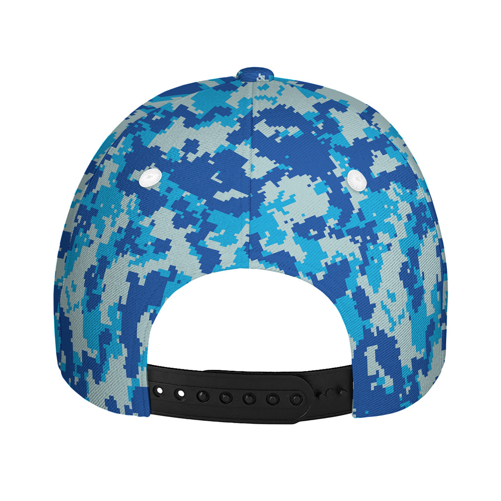 Blue Digital Camo Pattern Print Baseball Cap