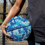 Blue Digital Camo Pattern Print Basketball