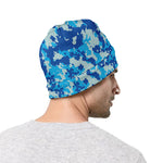 Blue Digital Camo Pattern Print Beanie