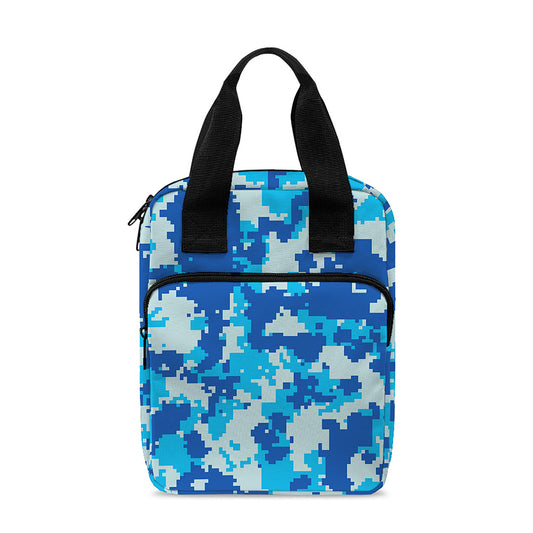 Blue Digital Camo Pattern Print Bible Tote Bag