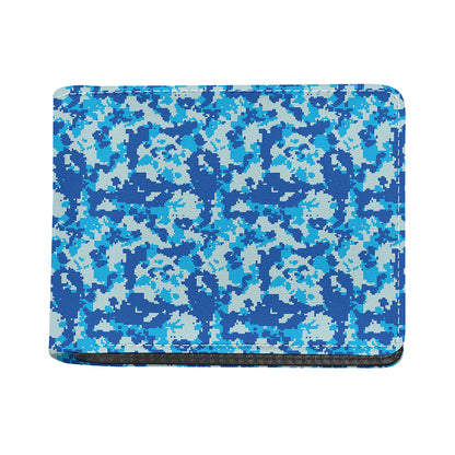 Blue Digital Camo Pattern Print Bifold Wallet