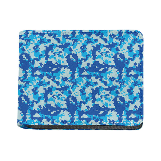Blue Digital Camo Pattern Print Bifold Wallet
