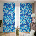 Blue Digital Camo Pattern Print Dimout Pencil Pleat Curtains